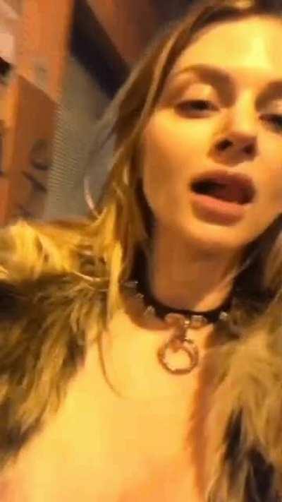 Displaying her wares