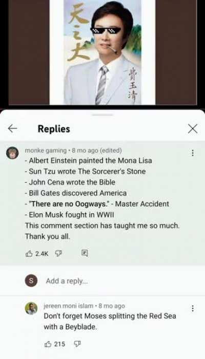 Helpful youtube comments section