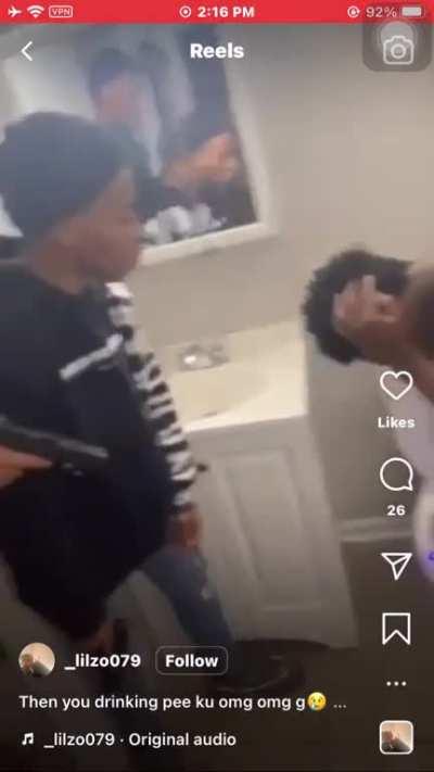 T-block members violate they opp by making him drink piss