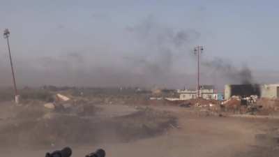 POV of an FSA ZPU-2 technical seeing use against Syrian Army positions in al-Damiah, Daraa - 6/5/2013