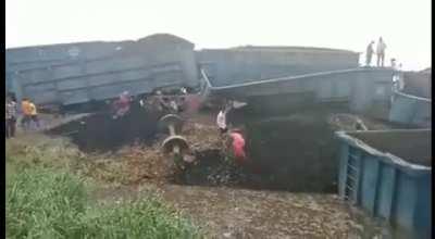 A youth was electrocuted when he was trying to take selfie atop a goods train that was derailed.