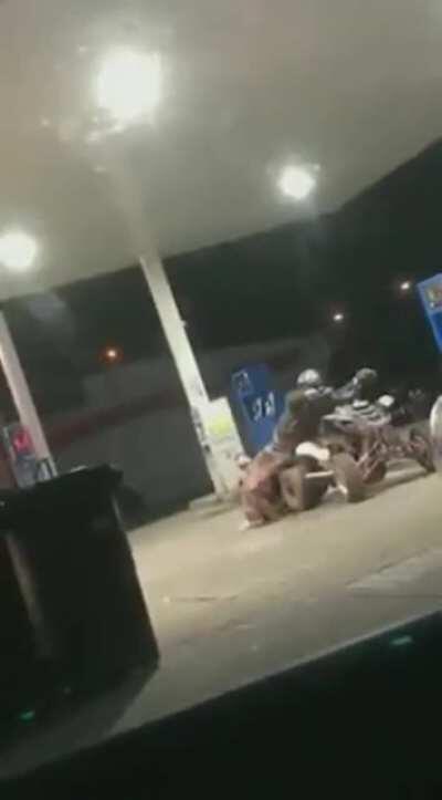 Czech policemen arresting one ATV driver