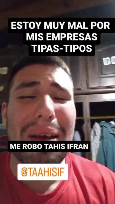 Joven empresario Argentino se lamenta despues de que una pareja de ladrones perpetuaran un ataque comando en su propiedad.