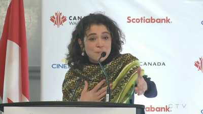 Tatiana stands with Palestine in her speech at her Canada's Walk of Fame Hometown Stars celebration in Regina on June 26 2024