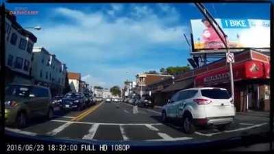 Trying to run through traffic