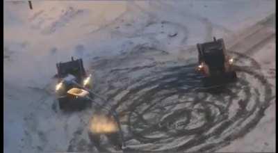 Doing donuts in a loader in the middle of an intersection