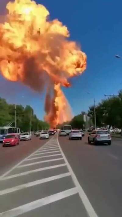 Gas station explosion in Volgograd