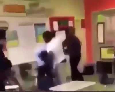 A teacher scrapped with a student