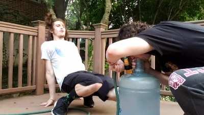 My homemade hosefed 5 gallon grav bong we call 