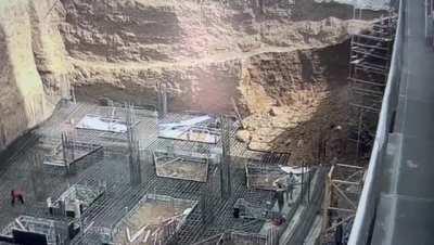 Huge cave-in at construction site