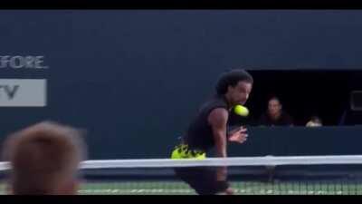 Dustin Brown with a nasty volley