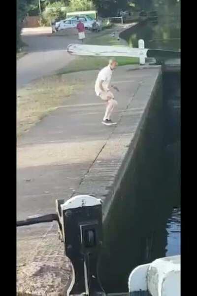 Trying to jump over a canal, with 30% commitment