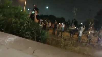 LASD unleashes a barrage of pepperballs.