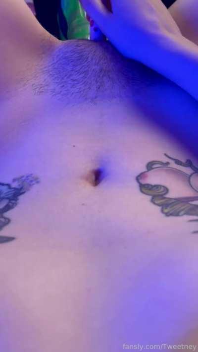 Tweetneys female POV of her fuck machine pushing into her belly