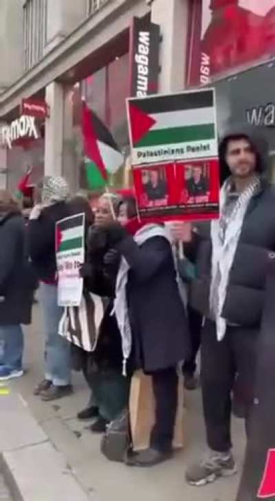 A protest was held outside the Israeli embassy in London calling for the release of Dr. Hussam Abu Safiya, one year after his abduction from Kamal Adwan Hospital in northern Gaza Strip.