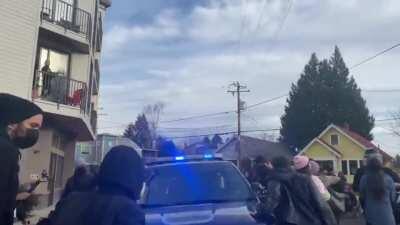 Portland Red House (#3): Portland PD runs over several while escaping dozens of violent anarcho-Democrats following a botched eviction of squatters from a foreclosed house.