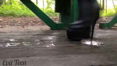 Black Boots with red bottoms- Strawberry Crush