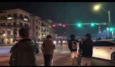 Truck hits pole during takeover at NW Highway and Preston on Saturday night