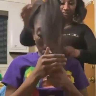 WCGW Lighting a cigarette while getting a haircut.