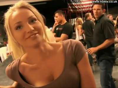 Super Hottie Drinking Beer and Flashing in a Bar