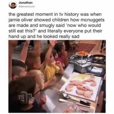 Jamie Oliver tries to scare kids off chicken nuggets