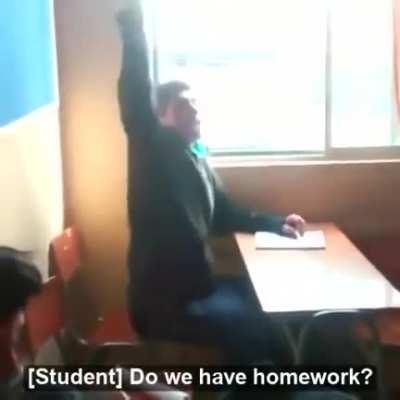 To ask professor for homework