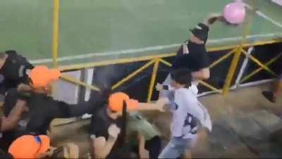 Guys fighting with the police