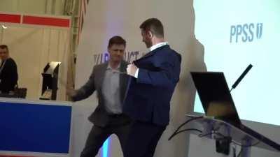 Body-armour company demonstrates their “stab protection” vest 😳