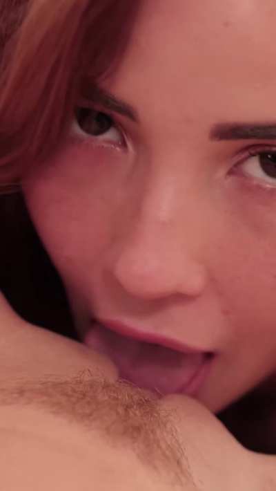 Agatha eats her girlfriend's pussy while staring into her eyes