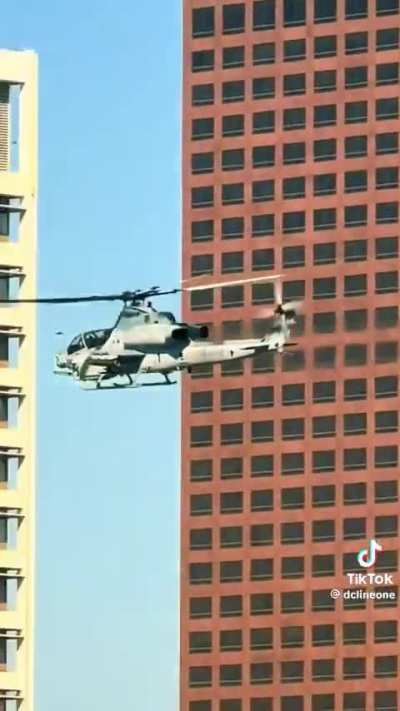 US Marine AH-1Z Viper Helicopter Gunship deployed to overfly LA protests