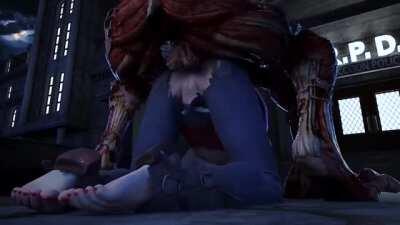 Claire Redfield - Anal Fucked And Choked By A Licker (CreepyMotions)