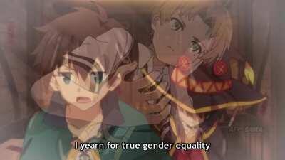 Even Kazuma's wisdom cannot help him (anime Mushoku Tensei, Konosuba)