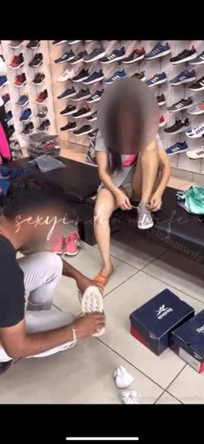 Flashing my thongs to these staring sales guys !!!