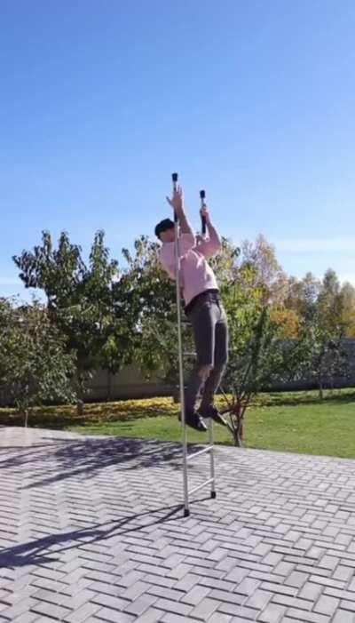 Ladder Man. Bender of physics and denier of gravity