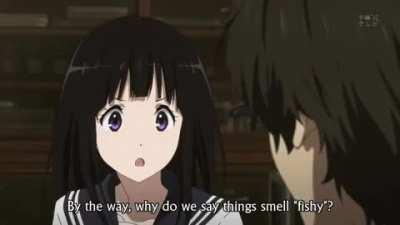 When you are so used to him giving all the answers [Hyouka]