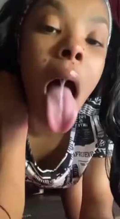 Cum In Mouth Dripping Drooling Ebony Sloppy Spitroast