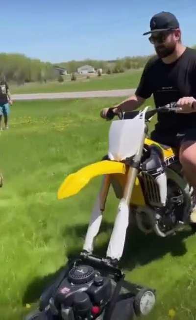 Because where's the fun in a ride on lawnmower