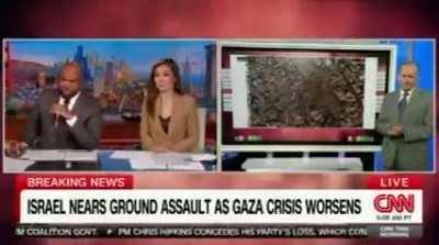 CNN anchor Victor Blackwell realizes in real time that his show is actively cheerleading war crimes against Palestinian civilians