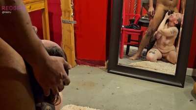 Mirrors are the best thing to watch having your cock worshipped