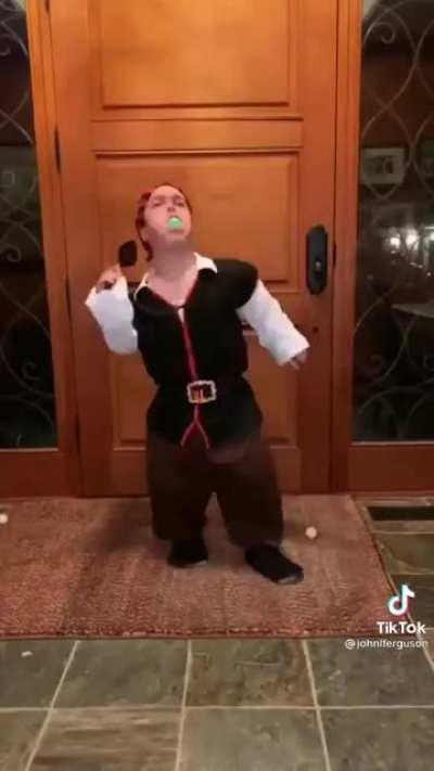 Pirate dwarf, can spit balls and sing pirate songs + 10 charisma - 5 height + 3 shooting power