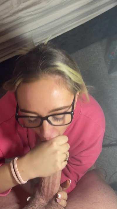 Blonde baby Cum Slut taking Load