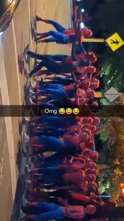 A bunch of wild spidermen doing... something last night haha