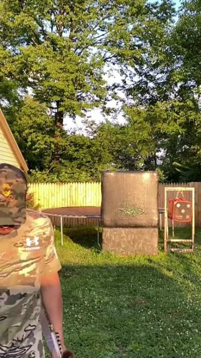 Throwing and shooting 3 Teddy Grahams in a row.