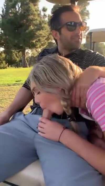 18 y/o Gabbie sucking at the Golf Course