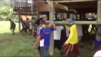 A town literally picking up a house and moving it