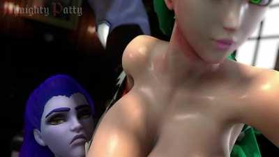 Morrigan Widow Double Assjob titjob (AlmightyPatty)