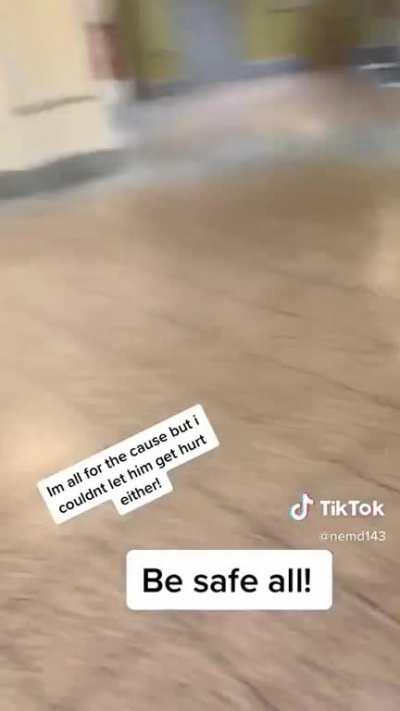 Guy was about to get attacked by multiple protesters.