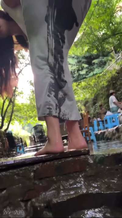 Chinese woman squirts in public next to many people