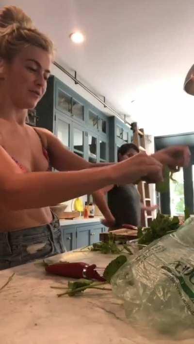 Bikini top and abs short GIF