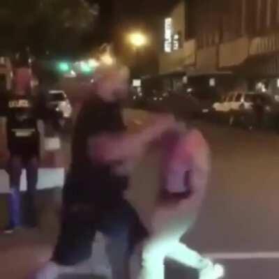 Guy challenges trained bouncer twice his size